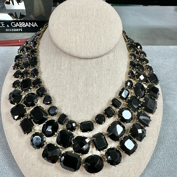 Les Nereides Paris Triple Row La Diamantine 49CM Black Necklace AFLD3171